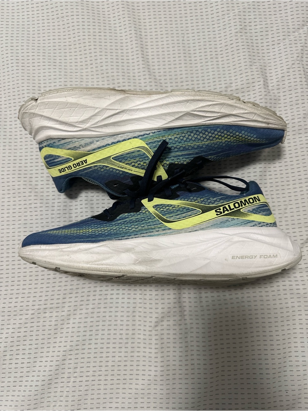 Salomon aero glide Blue with Neon Yellow Accent Running Sneakers